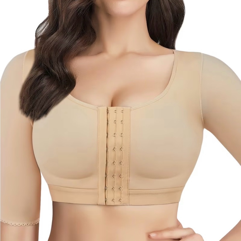 Seamless Tan Women's Shaper for Post Surgery Long Sleeves Seamless Shapewear bra